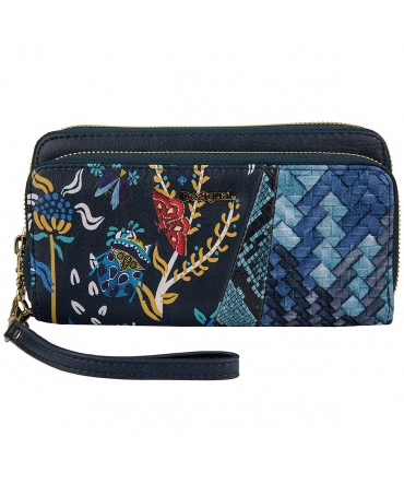 Desigual WOMEN'S WALLET MONE TWO LEVELS WINTER FLORAL 17WAYPEK blue