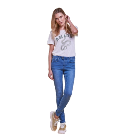 Les Petites Bombes jeans taille haute Lou bleu