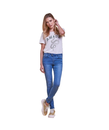 Les Petites Bombes jeans taille haute Lou bleu