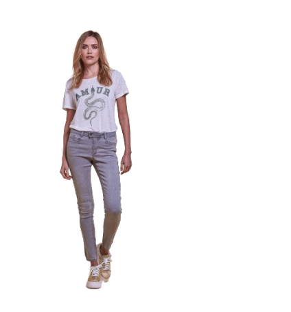 Les Petites Bombes jeans taille haute Lou light grey