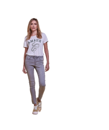 Les Petites Bombes jeans taille haute Lou light grey