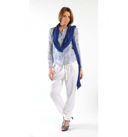 CHEMISE CRISTINA ARABESQUE BLEUE