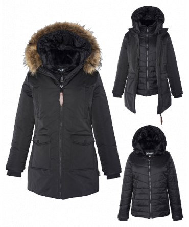 Schott PARKA FEMME 3 EN 1 DOUDOUNE AMOVIBLE SCHOTT  JKTJANELLW Noir