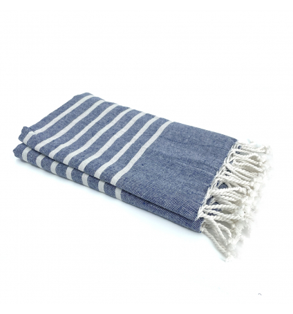 Fouta Marine rayure Blanc