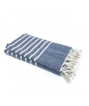 Fouta Marine rayure Blanc