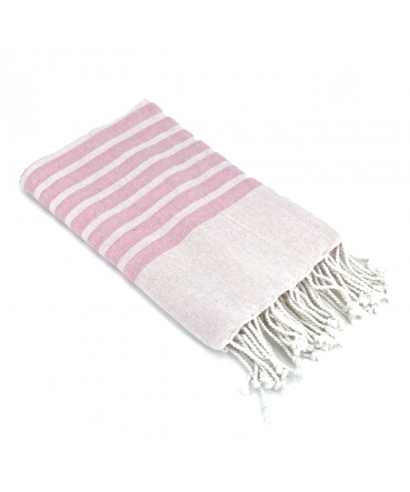 Fouta Rose rayure Blanc