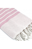 Fouta Rose rayure Blanc