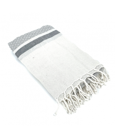 Fouta Blanc motif Gris