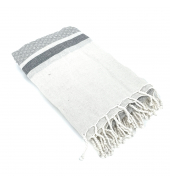 Fouta Blanc motif Gris Noir