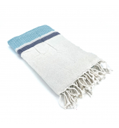 Fouta Blanc motif Bleu Bleu Marine