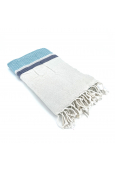 Fouta Blanc motif Bleu Bleu Marine