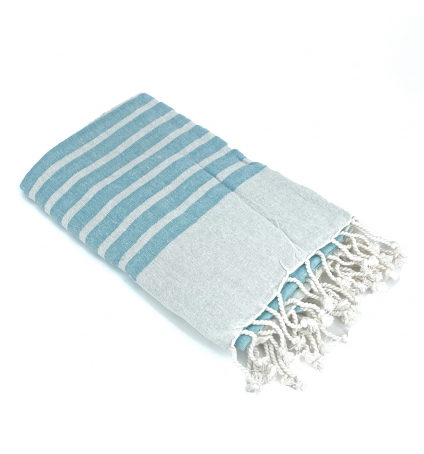 Fouta Blanc rayure Bleu