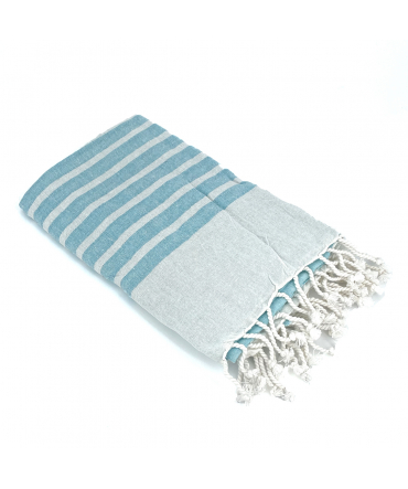 Fouta Blanc rayure Bleu