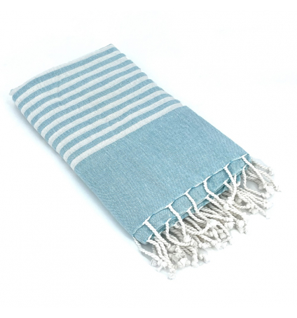 Fouta Bleu rayure Blanc