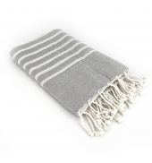 Fouta Gris rayure Blanc