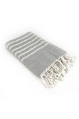 Fouta Gris rayure Blanc