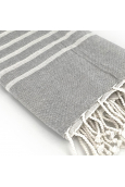 Fouta Gris rayure Blanc