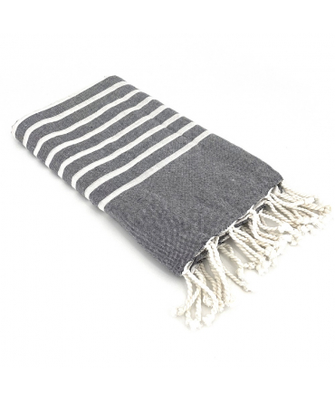 Fouta Noir rayure Blanc