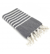 Fouta Noir rayure Blanc