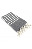 Fouta Noir rayure Blanc