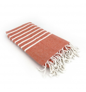 Fouta Orange rayure Blanc