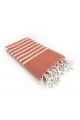 Fouta Orange rayure Blanc