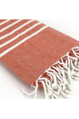 Fouta Orange rayure Blanc