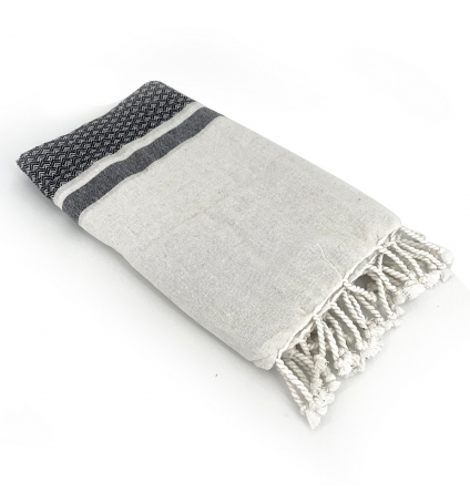 Fouta Blanc motif Noir