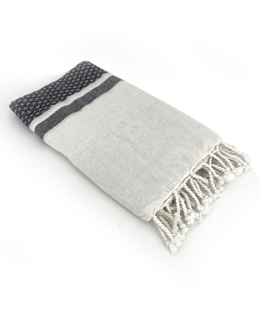 Fouta Blanc motif Noir