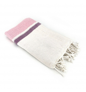 Fouta Blanc motif Rose Violet