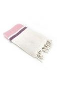 Fouta Blanc motif Rose Violet