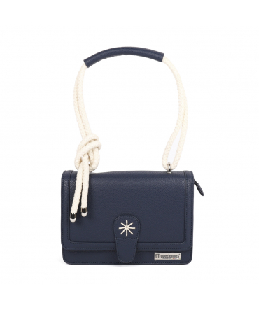 Tropéziennes Sac à rabat bandoulière corde BAU03 NAVY BLUE