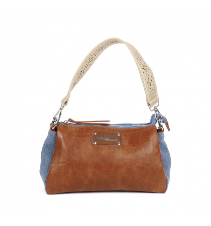 Tropéziennes Sac travers format pochette GAL04- DENIM bandoulière Argent