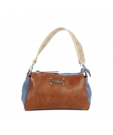 Tropéziennes Sac travers format pochette GAL04- DENIM bandoulière Argent