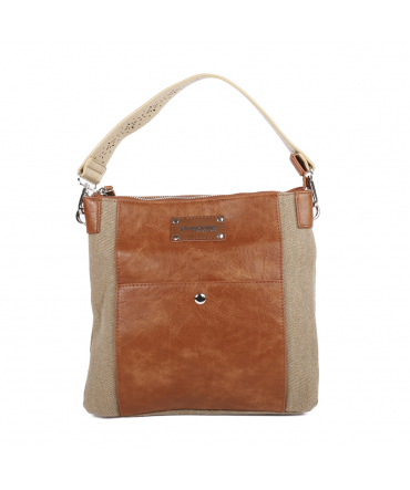 Tropéziennes Sac Besace GAL05- TAUPE bandoulière dorée