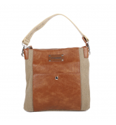 Tropéziennes Sac Besace GAL05- TAUPE bandoulière dorée