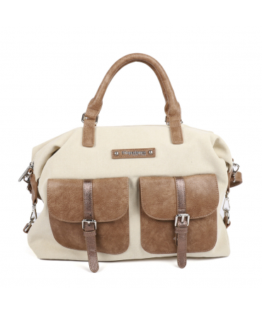 Tropéziennes Sac à main MOL01- BEIGE bandoulière amovible, 2 poignées
