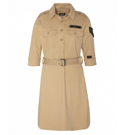 Schott ROBJANEW ROBE MILITAIRE COL BOUTONNE EN TENCEL BEIGE LIGHT