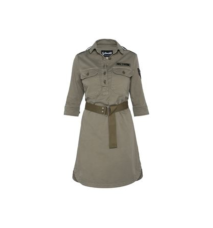 Schott ROBJANEW ROBE MILITAIRE COL BOUTONNE EN TENCEL KAKI LIGHT