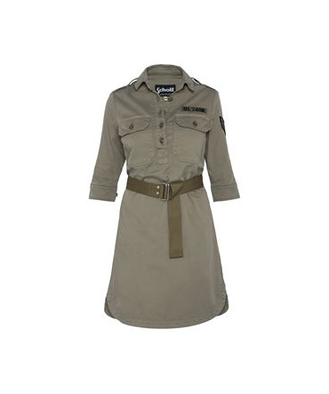 Schott ROBJANEW ROBE MILITAIRE COL BOUTONNE EN TENCEL KAKI LIGHT