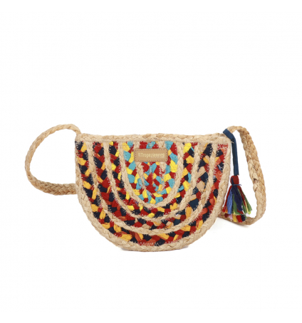 Tropéziennes sac demi lune Jute multicolor T-CHE03