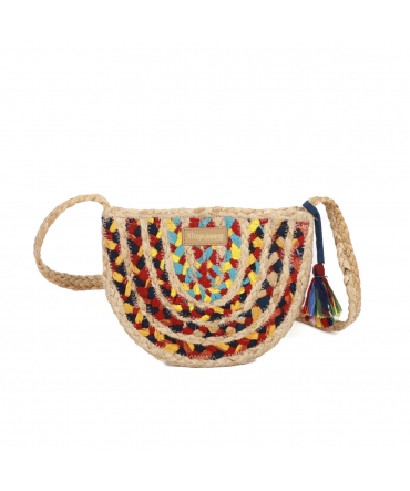 Tropéziennes sac demi lune Jute multicolor T-CHE03