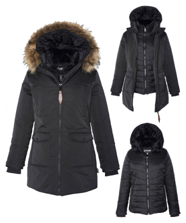 SCHOTT PARKA FEMME 3 EN 1 DOUDOUNE AMOVIBLE JKTJANELLW BLACK