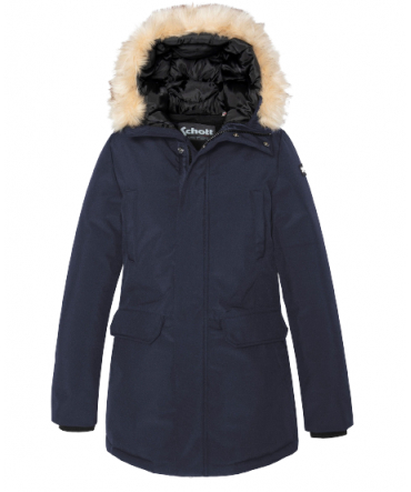 SCHOTT PARKA CAPUCHE FAUSSE FOURRURE JKTNELLYW BLEU