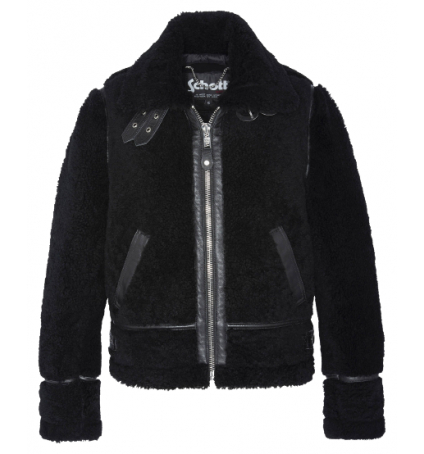 SCHOTT B-3 BI-MATIERE CUIR LAINE LCW1256 BLACK