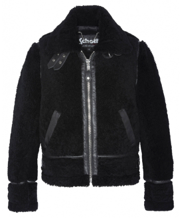 SCHOTT B-3 BI-MATIERE CUIR LAINE LCW1256 BLACK