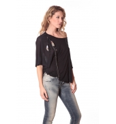 Tee-shirt Plumes 13q555 noir