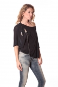 Tee-shirt Plumes 13q555 noir