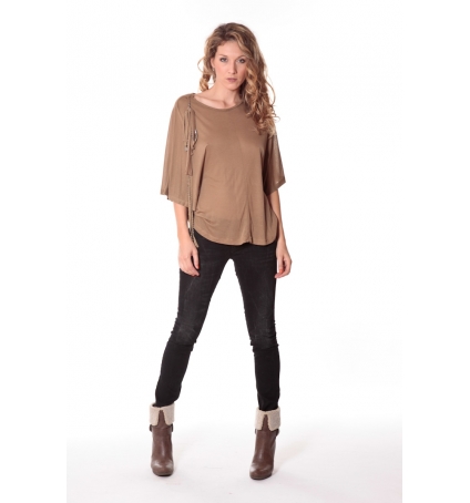 Tee-shirt Plumes 13q555 Camel