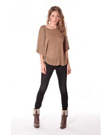 Tee-shirt Plumes 13q555 Camel